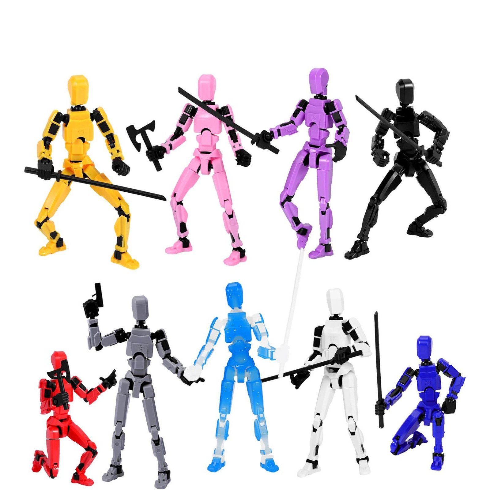 Promotional Toy 3D Action Figures Set Assembly Completed Plastic Multi-Jointed Movable Portable UV Printing Robot