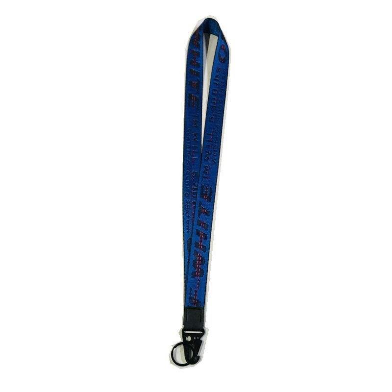Hot Sale White Woven Durable Casual Keychain Lanyard Popular Polyester Fabric Letterpress Printed Promotional Off-keys Made