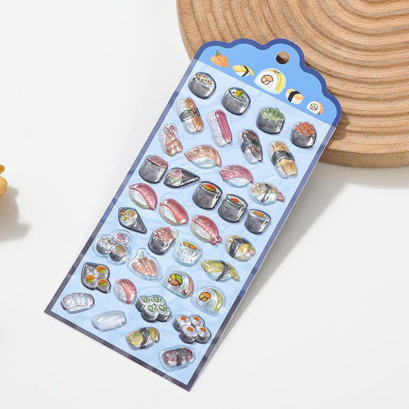 Small Water Drop Relief Three-Dimensional Resin Sticker Cute Glitter UV Printed Lovable Decorative 3D Sticker
