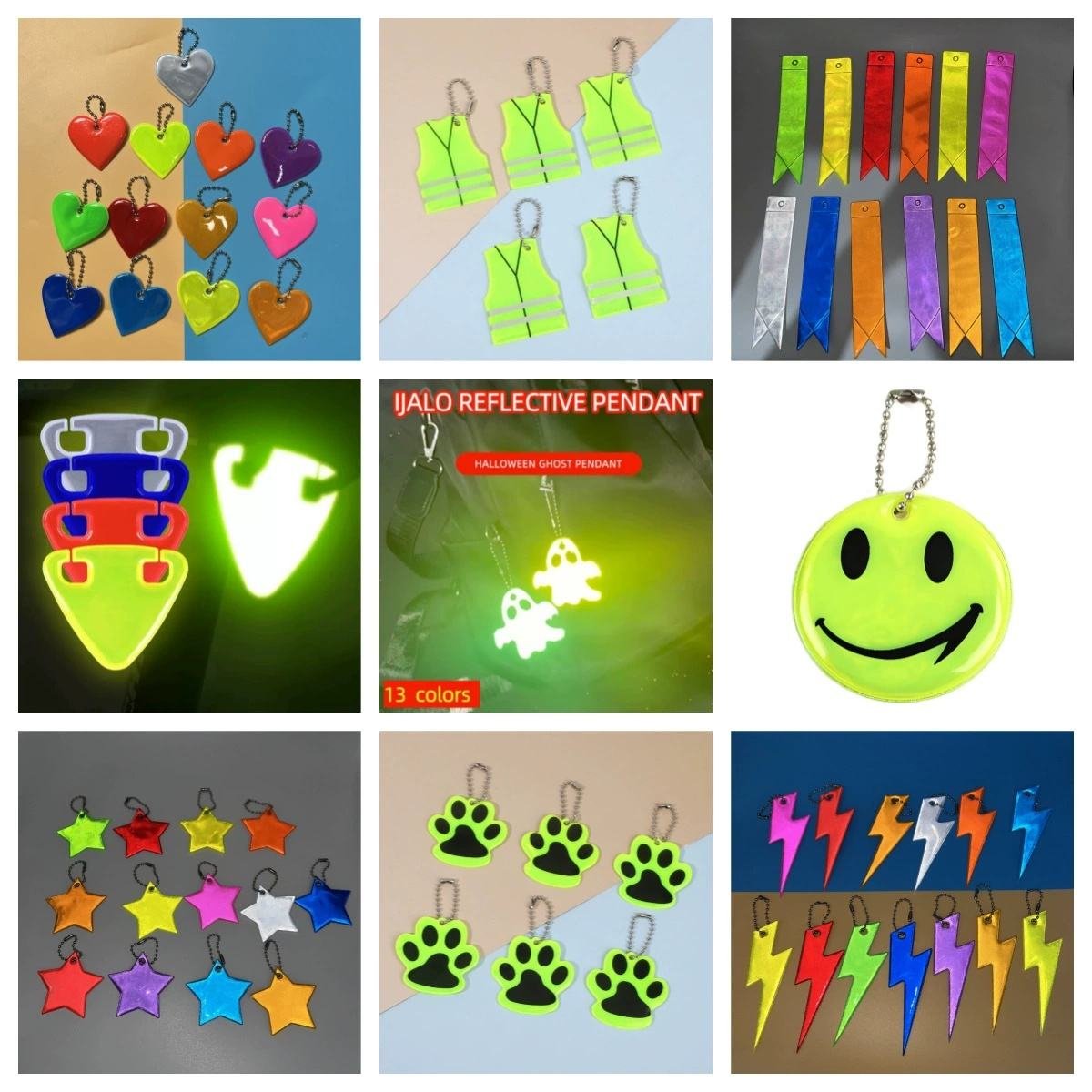Custom Logo PVC Reflective Key Chain Mini Plastic LED Light Flashlight Squeeze Vest Key Chain Reflective Key Chain