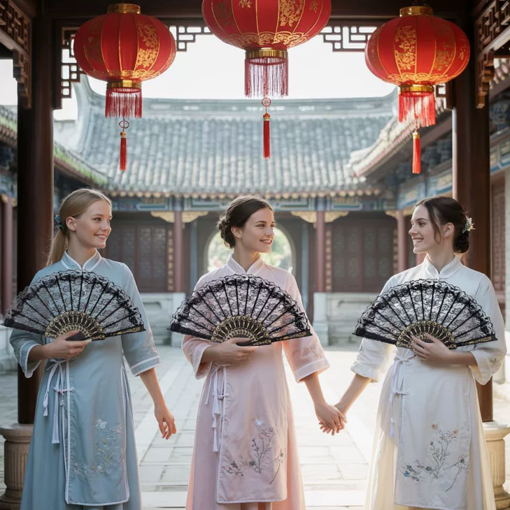 Creative Cultural Collectible Artifact Custom Logo Bamboo Wedding Folding Hand Fan