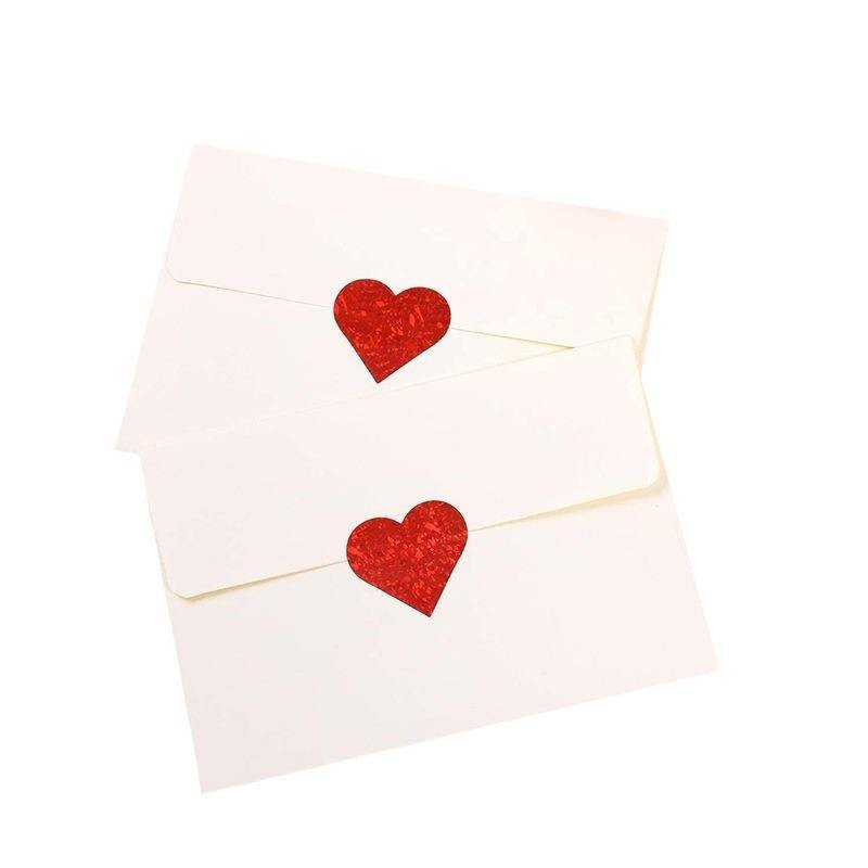 Cross-border Wholesale Valentines Day Stickers love Gift Decoration Glittery Heart-shaped Sealing Labels Adhesive Stickers