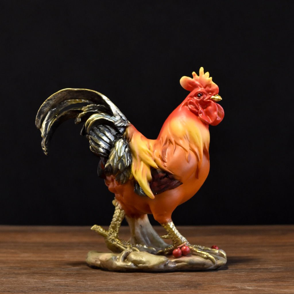 Customized Artistic Hand-painted Home Garden Micro Landscape Animal Resin Crafts Outdoor Rooster Ornaments Collectible