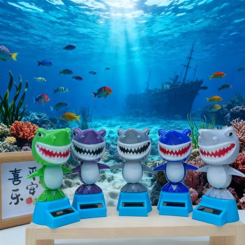 Car Interior Decoration Cartoon Shark Solar Powered Dancing Toy Solar Swinging Promotional Toys