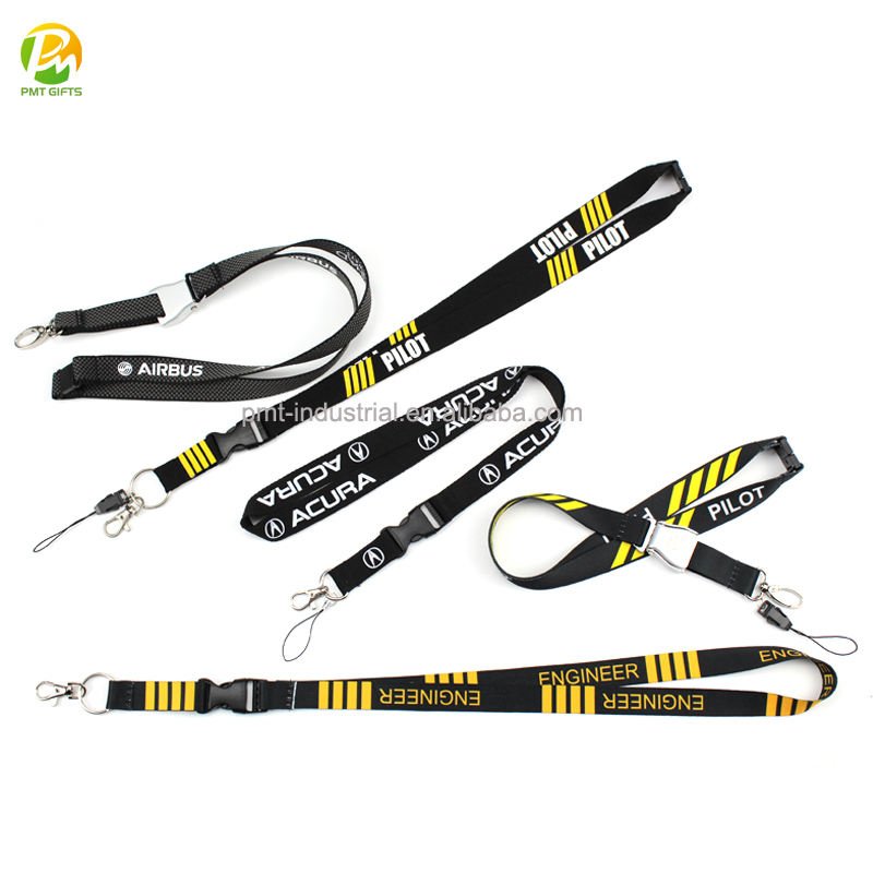 High Quality Silicone Printing Polyester Airbus A350 Lanyards Woven Belt Flying Souvenir with Safety Buckle