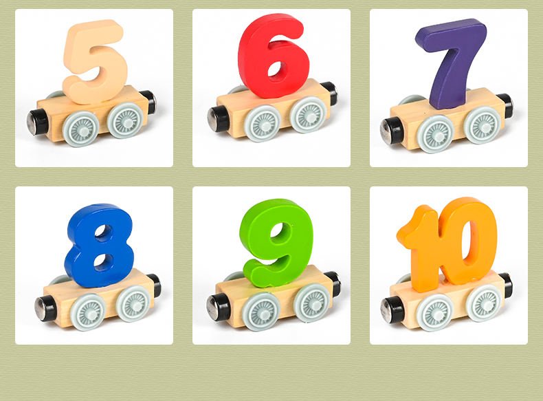 High Quality Funny Cartoon Little Train Moving With Wooden Digit Promotion Traditional Wooden Kids Toys Birthday Gifts for Kids