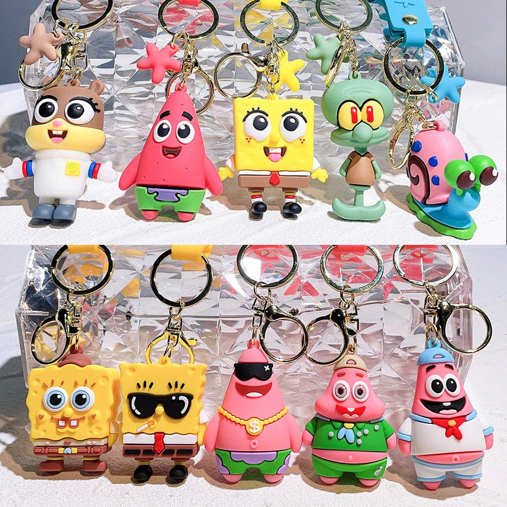 Hot Selling Cartoon Animation Doraemon Squidward SpongeBob Non-Toxic Cute Plastic Bag Pendant Keychain