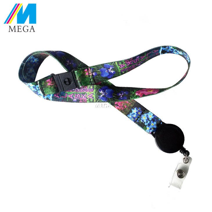 Custom Printed Polyester Retractable Thermal Transfer Fashionable Eco-Friendly Adjustable Badge Lanyard