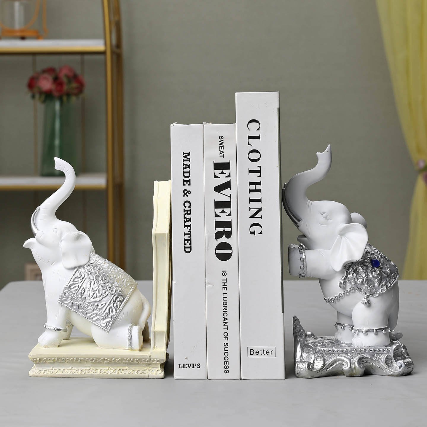 Handcrafted Resin Elephant Bookend Elegant Home Resin Bookend Decorative Animal Shaped Resin Crafts