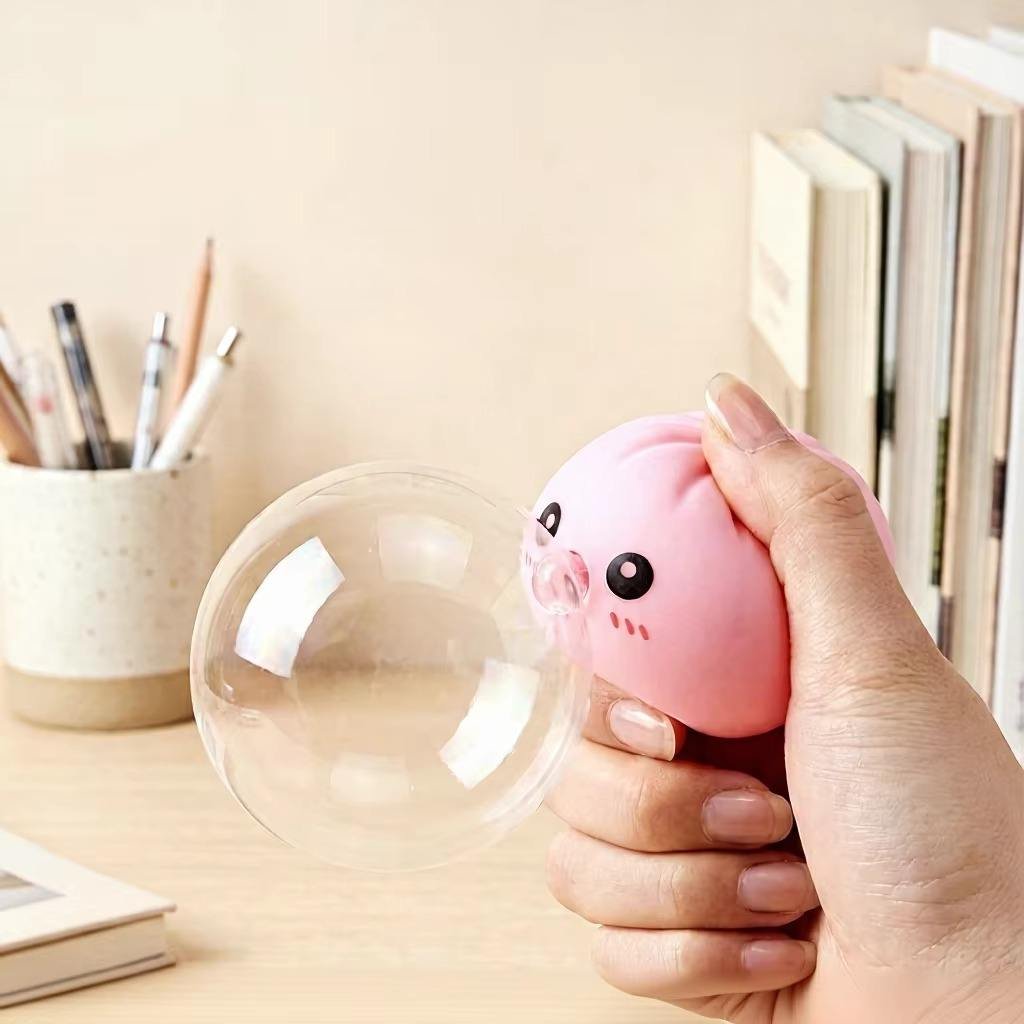 Promotional Blow Bubbles Colorful Dumpling Squishy Toy Soft Squeeze Stress Relief Toy Kawaii Bun Sensory Toy Party Favor Gift