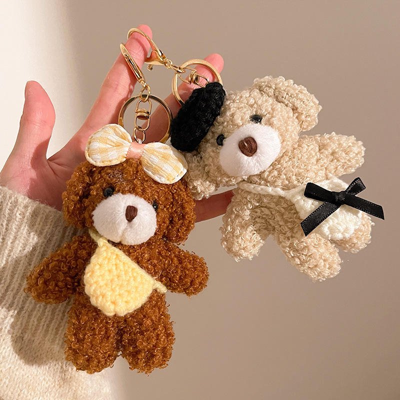 Giveaway Gifts Wholesale Soft Bag Charm Cute Stuffed Teddy Bear Plush Animal Keychain with Bag for Promotional Gifts