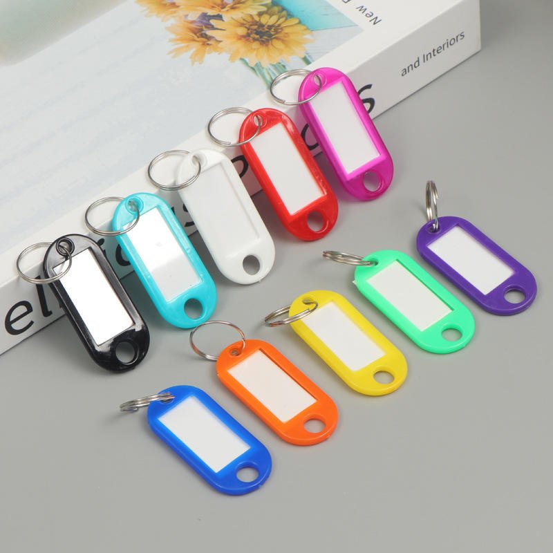 Colorful Label Name Key Tags Plastic Key Chains Keytag With Split Ring Keyring ID Name Tag Card Handwritten Mark Blank Keychains