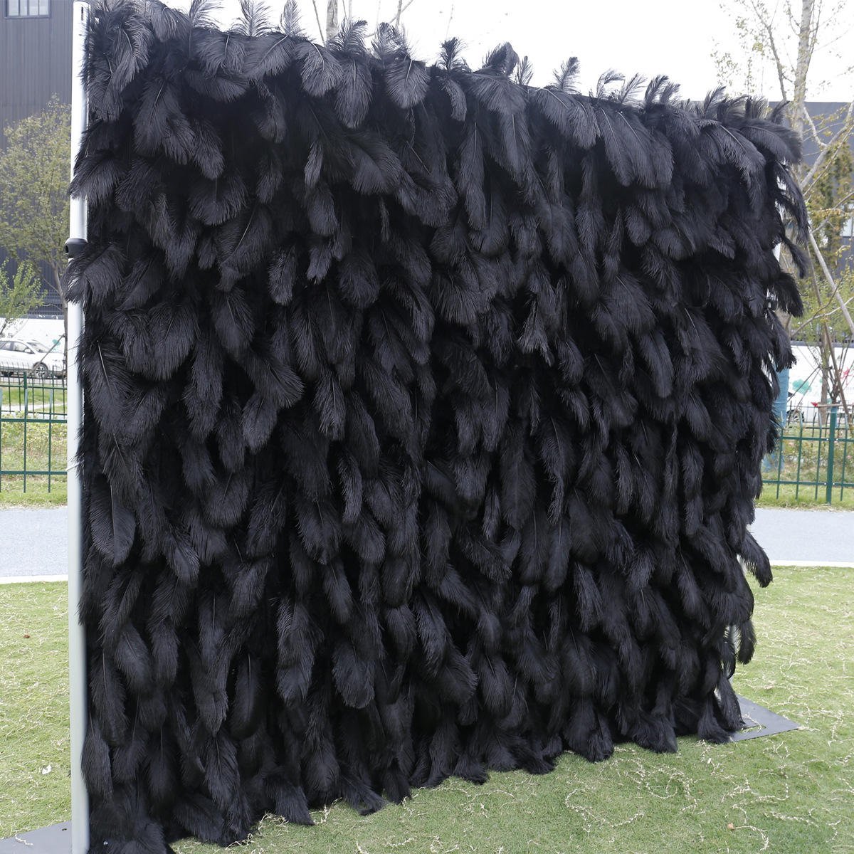 Wedding Party Decorations Supplies 8ft Ostrich Fake Feathers Backdrop Wall Panel Display Centerpieces Birthday Party Modern