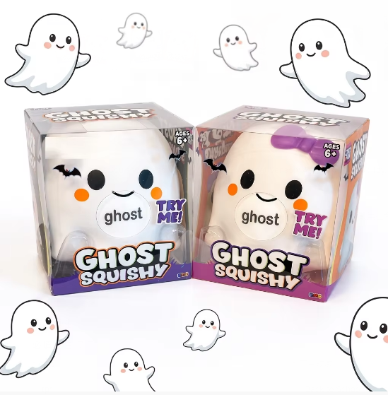 Halloween Ghost Squishy Stress Relief Squeeze Toy, Fidget Sensory Anti-Anxiety Desk Toy, Promotional Gift Toy for Kids & Adults