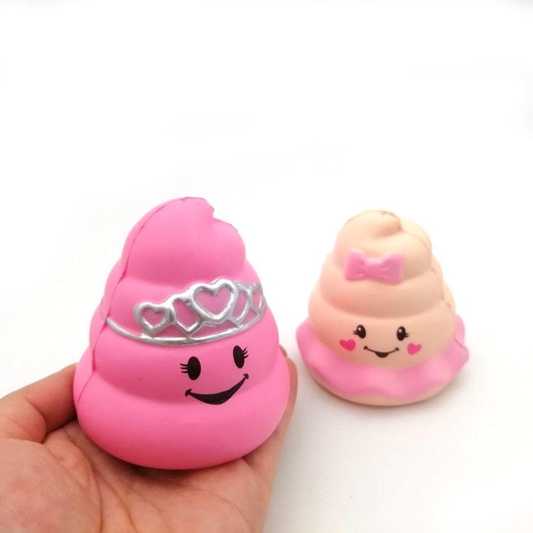 Custom Squishy Cute Poo Soft Toy with Crown Promotional Squeeze Toy