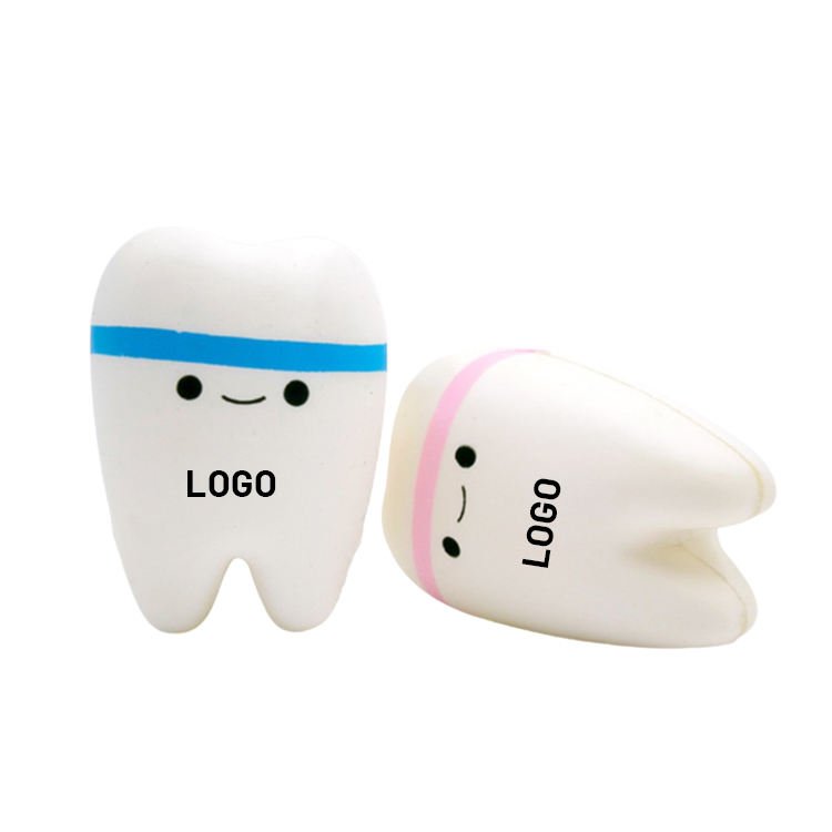 Custom Logo Slow Rising Squishy Promotion Cartoon Shape Tooth Low Rebound Stress Reliever Ball Toy for Kids