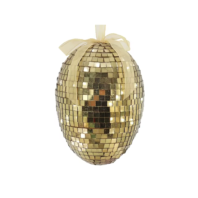 Custom Pink Gold Mirror Glass Easter Eggs Home Decoration Indoor Hanging Decorative Easter Polyfoam Mirrored Egg Glass Ornament