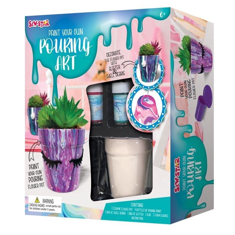 Color Box Diy Pouring Drawing Kit Arts and Crafts Kit Kids Educational Garden Ceramic Flowerpot Painting Other Toys Sets