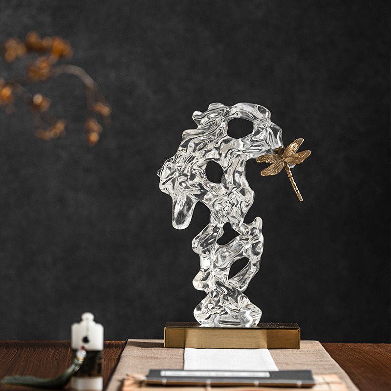 Modern Luxury Polyresin Stone Dragonfly Sculpture Statue Room Decorative Figurine Handicraft Resin Crafts Ornaments Decoration