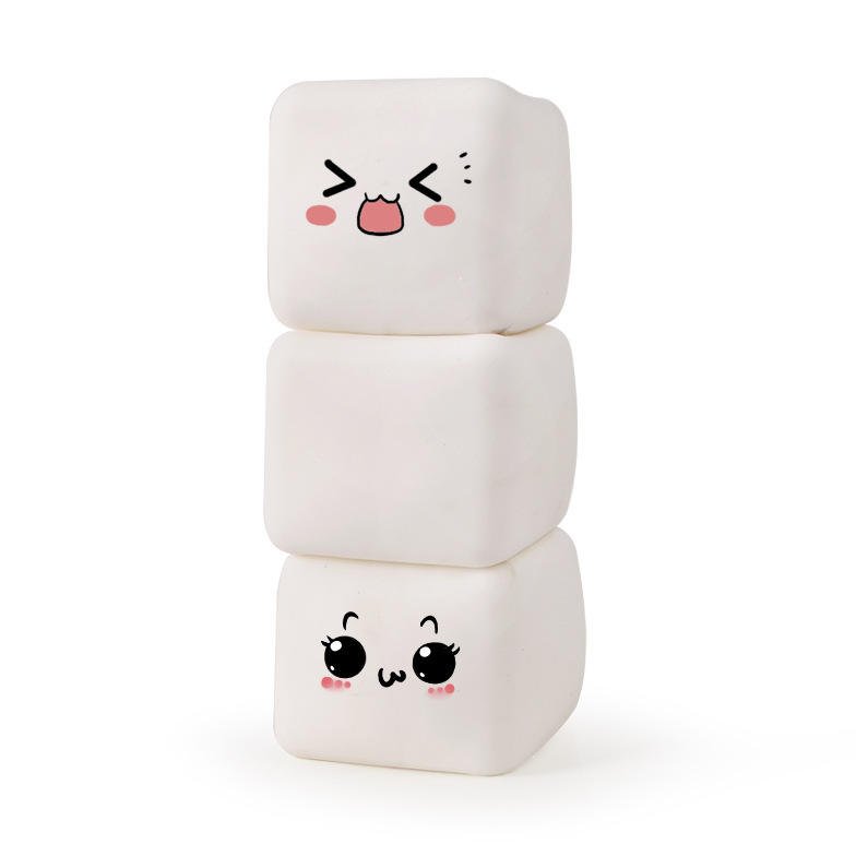 YIWUPOWER 5.5CM Square Tofu Block Squishy Toy Flour Filled Slow Rising White Tofu Toy Stress Relief Vent Fidget Promotional Toys