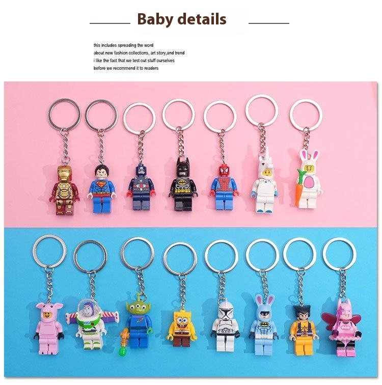 Creative Cute Building Blocks PVC Keychain US Team Bath Unicorn Small Pendant Wholesale Foreign Trade Gifts
