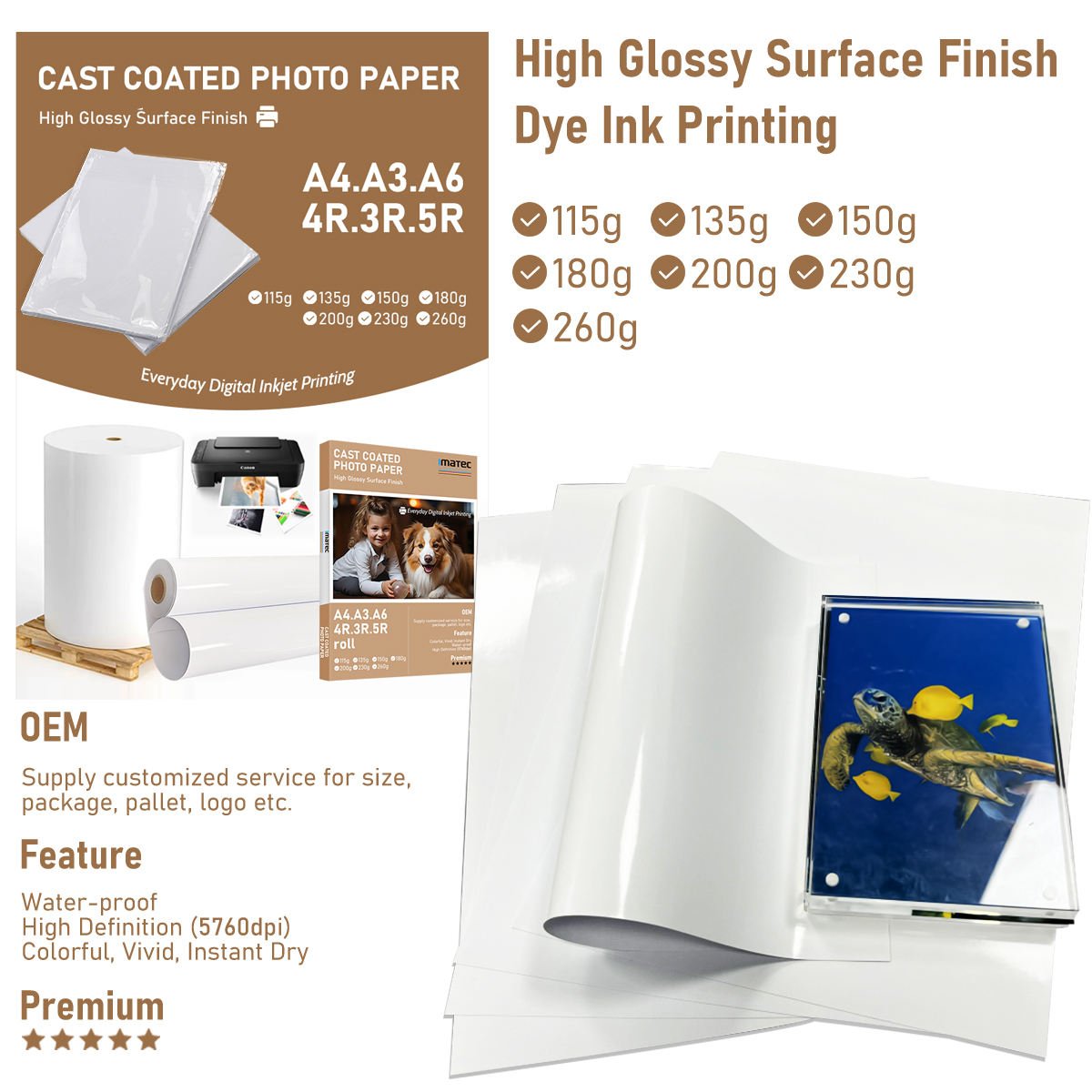 High Glossy Printable A4 Inkjet Photo Paper Everyday Printing Paper