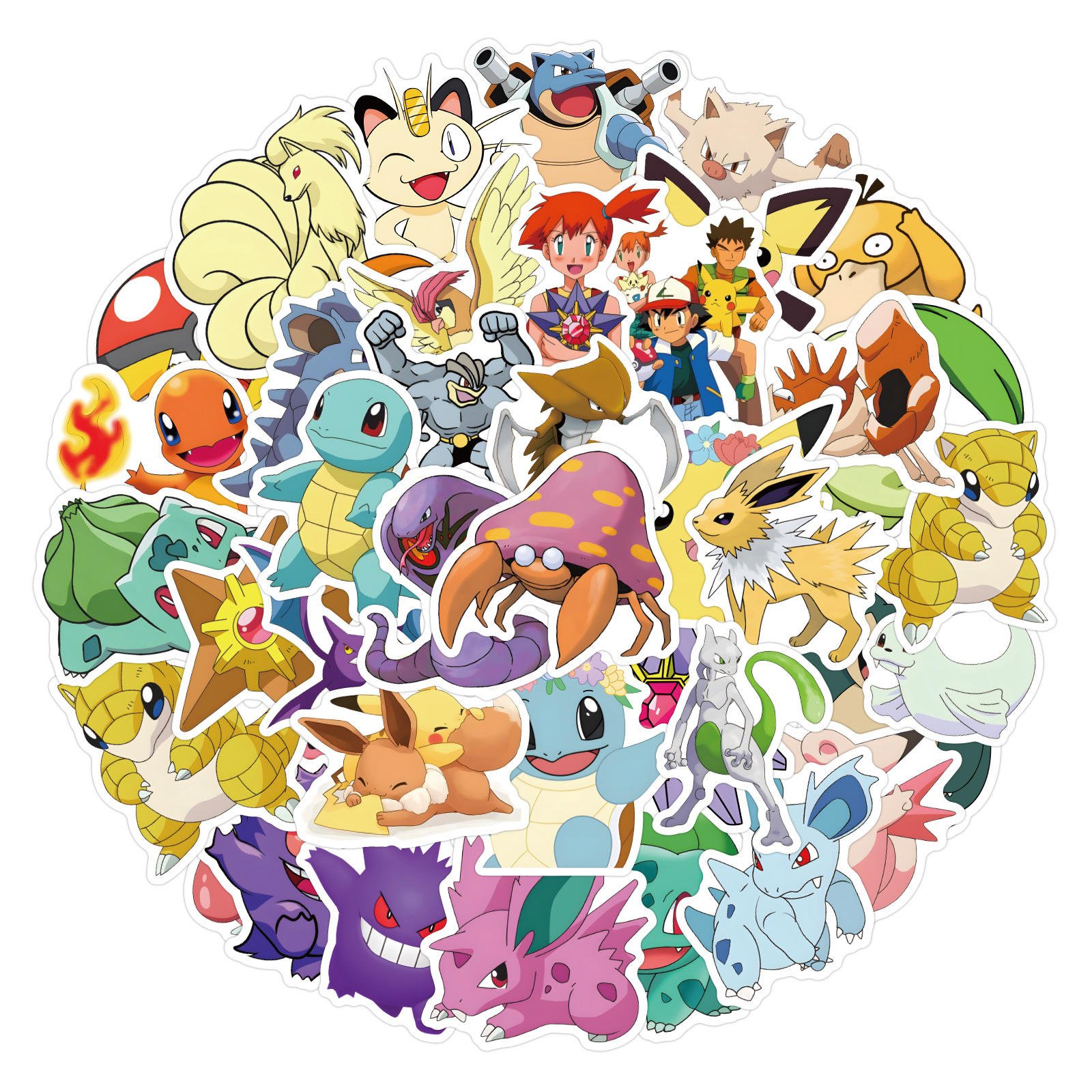 1200 Designs 50pcs/set Custom Anime Pokemoned Character Pikachu Eevee Waterproof Sticker Kids Stickers Collection Decoration