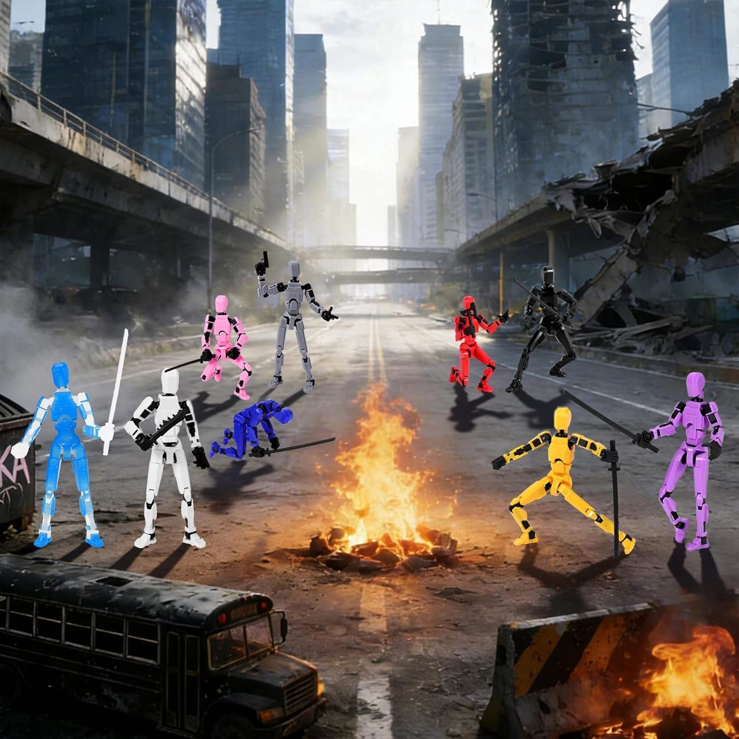 Promotional Toy 3D Action Figures Set Assembly Completed Plastic Multi-Jointed Movable Portable UV Printing Robot