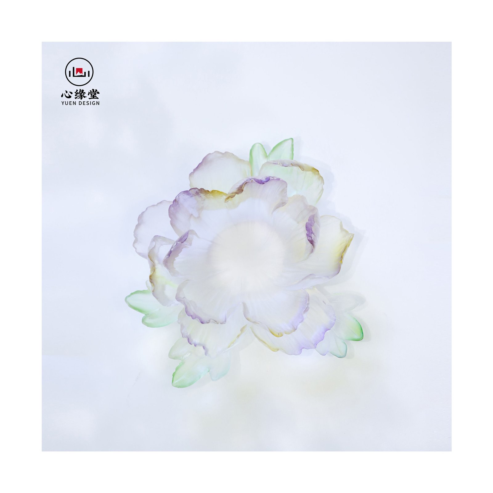 Luxury Crystal Glass Peony Other Handicraft Purple Gradient Other Handicraft for Twelve FloraDeity April Peony