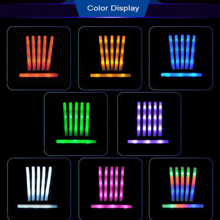 Led Light up Foam Sticks Glow in Dark Sticks with 3 Colors Flashing Baton Wands Party Supplies for Wedding Raves Concert