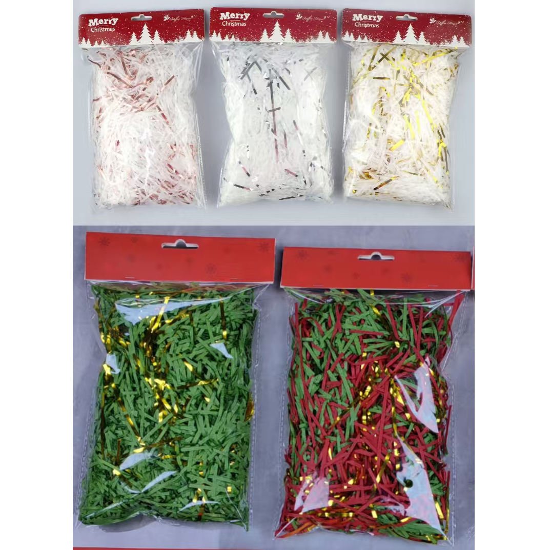 Christmas Customization Handmade No Odor Decorative Crinkle Cut Raffia Shredded Kraft Paper Gift Box Filler Lafite Paper
