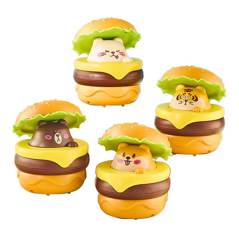 Hot Selling Hamburger Car Toy Children's Inertial Pull Back Press Sliding Cartoon Cute Animal Toy Car Set Promotional Gifts