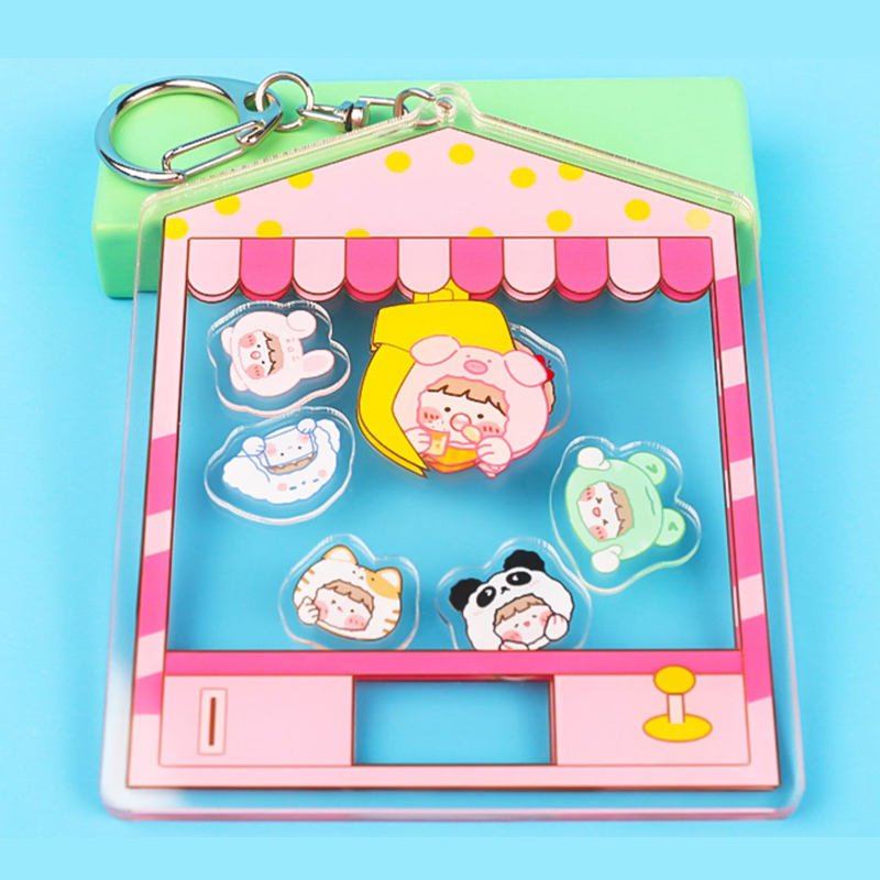 Acrylic Shaker Keychain Charm Shaker Key Chain Custom Acrylic Keyring Factory Design Anime Figure Acrylic Plastic Key Ring