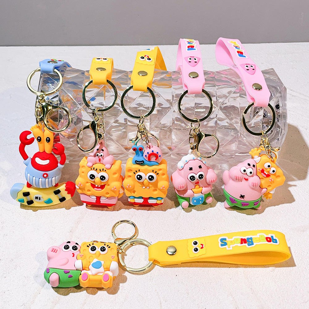 Hot Selling Cartoon Animation Doraemon Squidward SpongeBob Non-Toxic Cute Plastic Bag Pendant Keychain