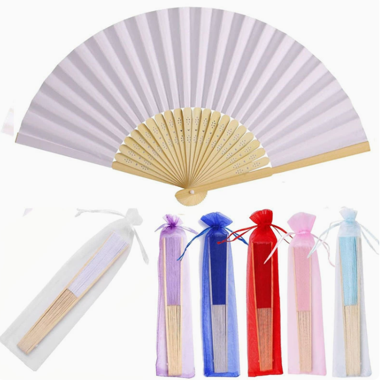 Creative Cultural Collectible Artifact Custom Logo Bamboo Wedding Folding Hand Fan