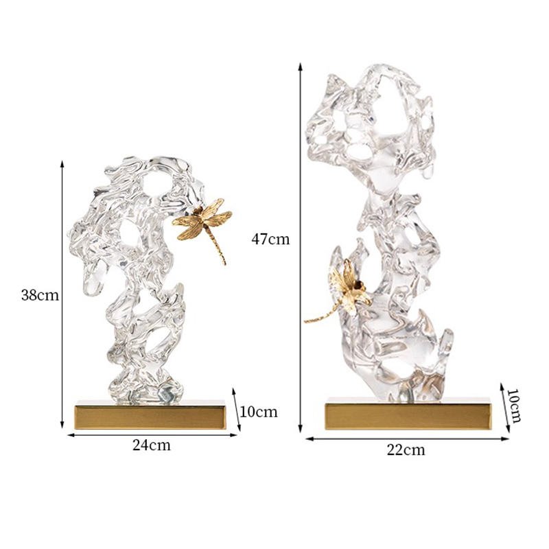 Modern Luxury Polyresin Stone Dragonfly Sculpture Statue Room Decorative Figurine Handicraft Resin Crafts Ornaments Decoration