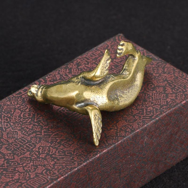 1pc Antique Brass Sea lion Copper Ornaments Creative Desktop Paperweight Handicrafts Collection Figurine