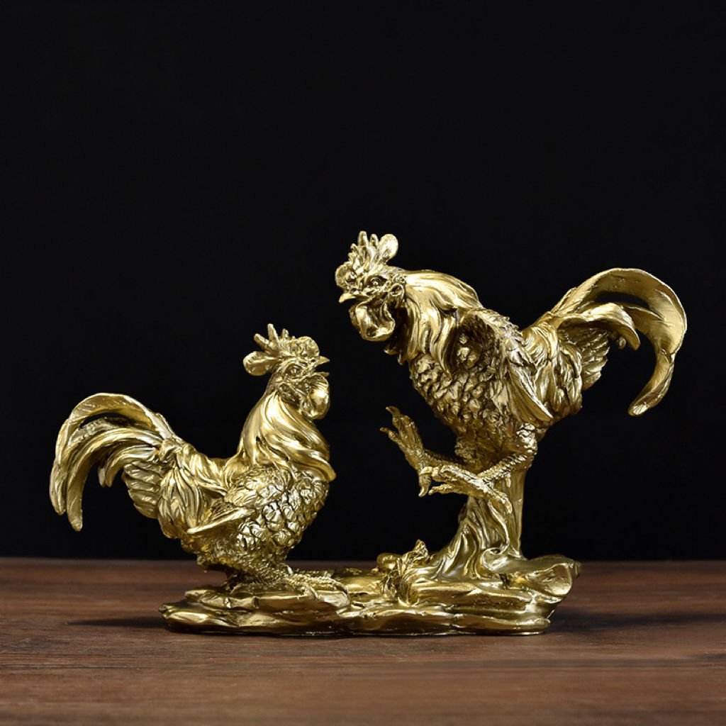 Customized Artistic Hand-painted Home Garden Micro Landscape Animal Resin Crafts Outdoor Rooster Ornaments Collectible