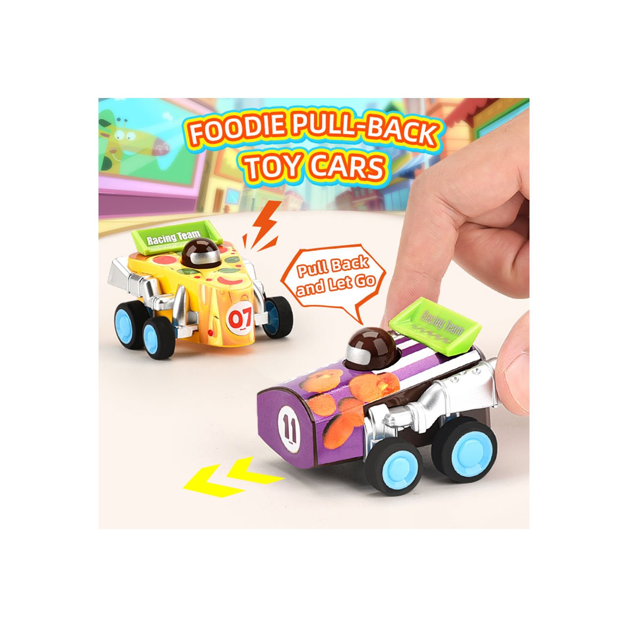 Foodie's Delight Pull-Back Happy Meal Race Car Promotion Gift Candy Toy Candy-Themed Mini Cars Little Small Car Food Restaurant