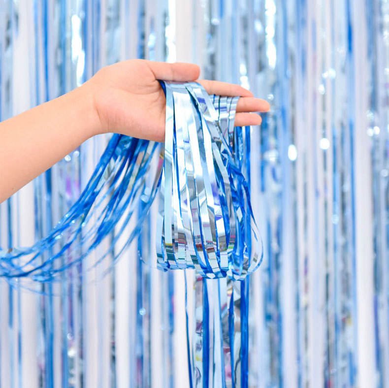 Wholesale High Quality Environment-Friendly Assorted Colors 1m*2m Tinsel Foil Fringe Curtain Christmas Party Photo Backdrop