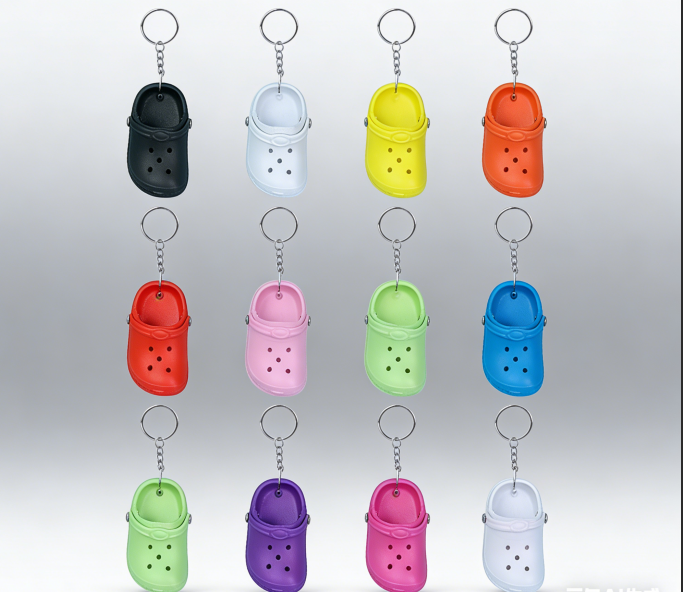 Wholesale Personalized Custom Soft PVC Rubber Keychains Mini Croc Shoes Decoration Accessories Key Holder Chains for Women