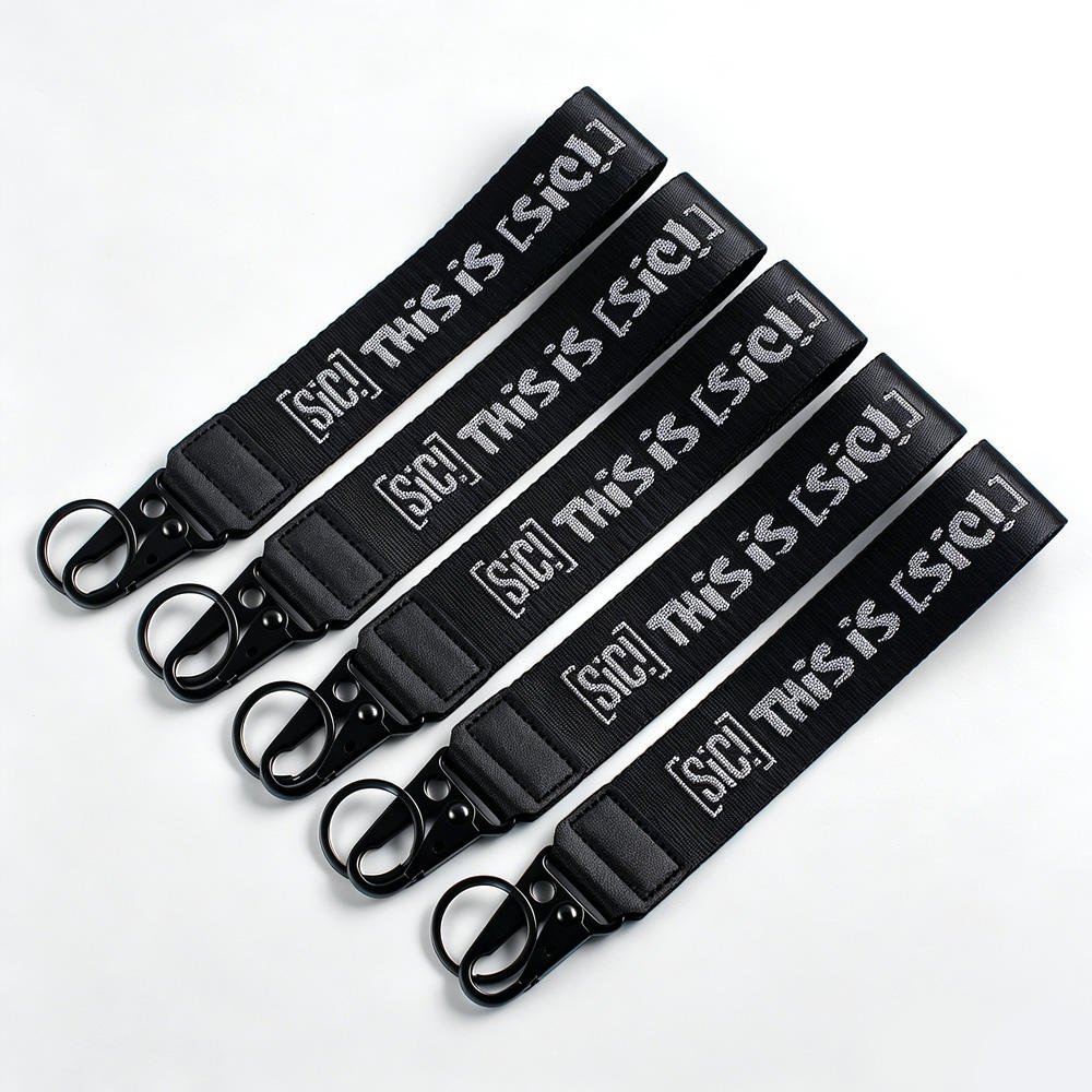 High Quality Woven Embroidered Logo Polyester Short Wrist Lanyard for Keys Custom Women Holder Cute Lanyards