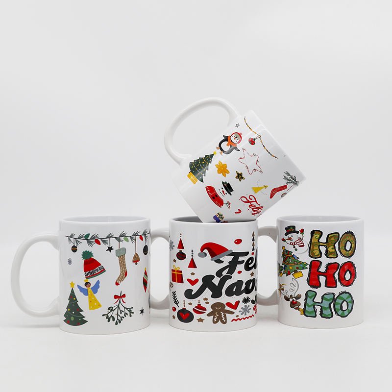 Christmas Ceramic Coffee Mug Holiday Gift Cup festive Santa reindeer tree themed drinkware