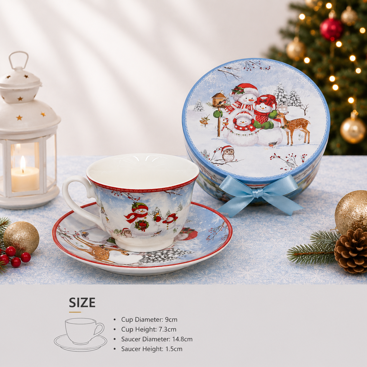 New Products Coffee Mug Tea Coffee Ceramic Mug Christmas Snowman Cups With Plate Set for Christmas Gifts